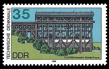 35 Pf Briefmarke: Technische Denkmale, Schiffshebewerk Niederfinow