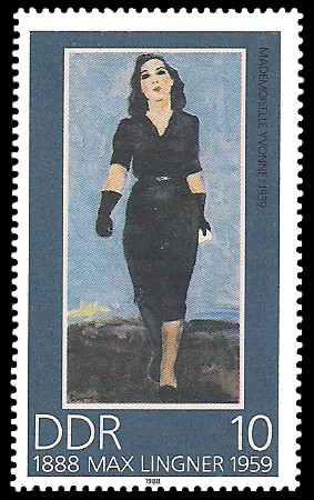 10 Pf Briefmarke: 100. Geburtstag Max Lingner, Mademoiselle Yvonne 10 Pf Briefmarke: 100. Geburtstag Max Lingner, Mademoiselle Yvonne