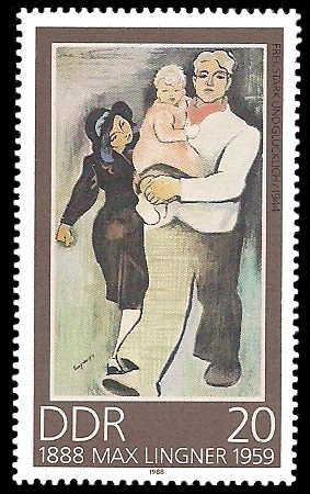 20 Pf Briefmarke: 100. Geburtstag Max Lingner, Frei stark und glücklich