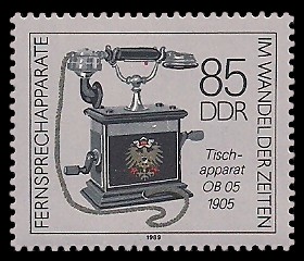 85 Pf Briefmarke: Fernsprechapparate im Wandel der Zeiten, Tischtelefon OB 05