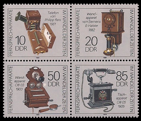  Briefmarke: Viererblock - Fernsprechapparate im Wandel der Zeiten