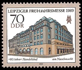 70 Pf Briefmarke: Leipziger Frühjahrsmesse 1989, Handelshof