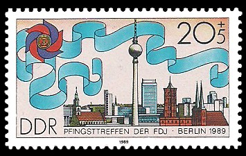 20 + 5 Pf Briefmarke: Pfingsttreffen der FDJ, Berlin 20 + 5 Pf Briefmarke: Pfingsttreffen der FDJ, Berlin
