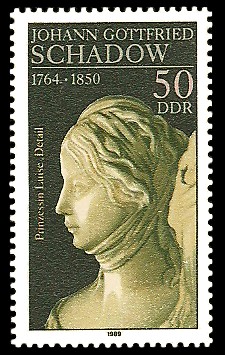 50 Pf Briefmarke: 225. Geburtstag J. G. Schadow, Prinzessin Luise 50 Pf Briefmarke: 225. Geburtstag J. G. Schadow, Prinzessin Luise