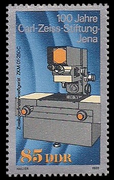 85 Pf Briefmarke: 100 Jahre Carl-Zeiss-Stiftung Jena, Zweikoordinatenmeßgerät 85 Pf Briefmarke: 100 Jahre Carl-Zeiss-Stiftung Jena, Zweikoordinatenmeßgerät