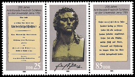  Briefmarke: Dreierstreifen - 200 Jahre Akademische Antrittsrede F. Schillers