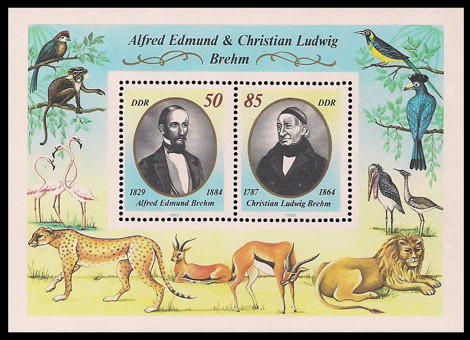 Briefmarke: Block - Alfred Edmund & Christian Ludwig Brehm Briefmarke: Block - Alfred Edmund & Christian Ludwig Brehm