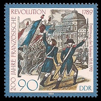 90 Pf Briefmarke: 200 Jahre Französische Revolution, Erstürmung Tuilerien