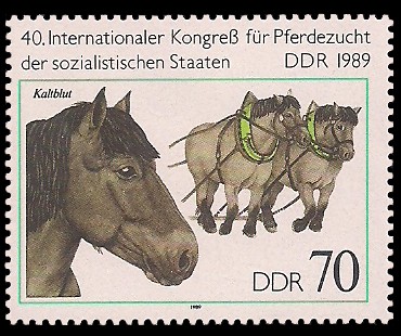 70 Pf Briefmarke: 40. Internationaler Kongress der Pferdezucht, Kaltblut