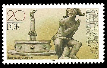 20 Pf Briefmarke: Nationale Briefmarken-Ausstellung der DDR, Eulenspiegelbrunnen