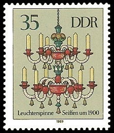 35 Pf Briefmarke: Erzgebirgische Leuchterspinnen, Seiffen 35 Pf Briefmarke: Erzgebirgische Leuchterspinnen, Seiffen