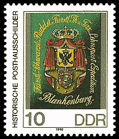 10 Pf Briefmarke: Historische Posthausschilder, Thurn- und Taxissche Lehnspost