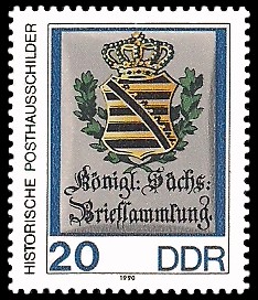 20 Pf Briefmarke: Historische Posthausschilder, Königl. Sächs. Briefsammlung