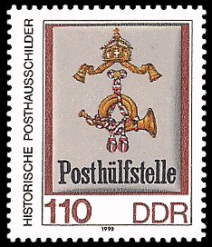 110 Pf Briefmarke: Historische Posthausschilder, Posthülfsstelle