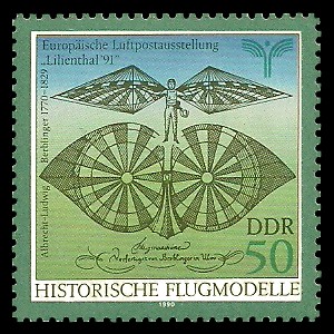 50 Pf Briefmarke: Historische Flugmodelle, von Albrecht-Ludwig Berblinger