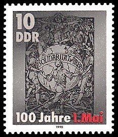 10 Pf Briefmarke: 100 Jahre 1. Mai, Schmuckblatt 10 Pf Briefmarke: 100 Jahre 1. Mai, Schmuckblatt