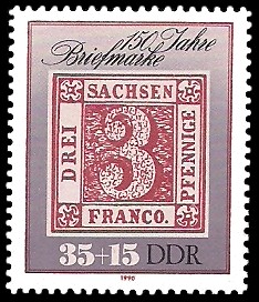 35 + 15 Pf Briefmarke: 150 Jahre Briefmarke 35 + 15 Pf Briefmarke: 150 Jahre Briefmarke