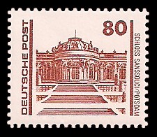 80 Pf Briefmarke: Freimarke Bauwerke, Schloss Sanssouci