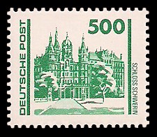 500 Pf Briefmarke: Freimarke Bauwerke, Schloss Schwerin 500 Pf Briefmarke: Freimarke Bauwerke, Schloss Schwerin