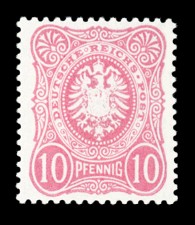 10 Pf Briefmarke: Ziffer bzw Reichsadler im Oval (Pfennig)