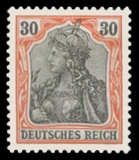 30 Pf Briefmarke: Germania (Deutsches Reich) 30 Pf Briefmarke: Germania (Deutsches Reich)