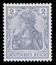 2 Pf Briefmarke: Germania (Deutsches Reich, Wz)