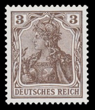 3 Pf Briefmarke: Germania (Deutsches Reich, Wz)