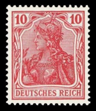 10 Pf Briefmarke: Germania (Deutsches Reich, Wz)