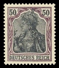 50 Pf Briefmarke: Germania (Deutsches Reich, Wz)