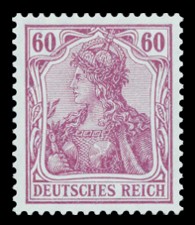 60 Pf Briefmarke: Germania (Deutsches Reich, Wz)
