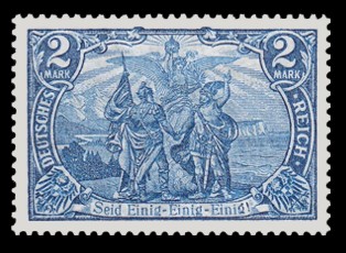 2 M Briefmarke: Deutsches Kaiserreich, Markwerte, Deutsches Reich mit Wz