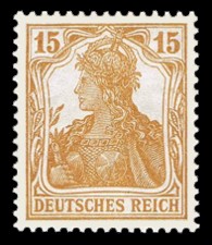 15 Pf Briefmarke: Germania (nicht schraffiert)