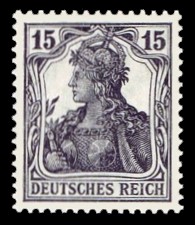 15 Pf Briefmarke: Germania (nicht schraffiert)