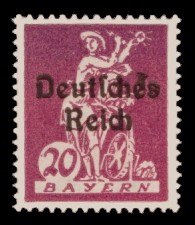 20 Pf Briefmarke: Neuauflage Bayernmarken mit Aufdruck, Bauer