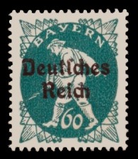 60 Pf Briefmarke: Neuauflage Bayernmarken mit Aufdruck, Bauer