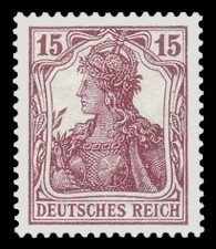 15 Pf Briefmarke: Germania (Serie VIII, Deutsches Reich, Wz)