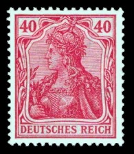 40 Pf Briefmarke: Germania (Serie VIII, Deutsches Reich, Wz, schraffiert)