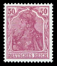 50 Pf Briefmarke: Germania (Serie VIII, Deutsches Reich, Wz, schraffiert)