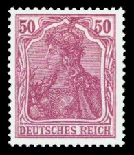 50 Pf Briefmarke: Germania (Serie VIII, Deutsches Reich, Wz, schraffiert) 50 Pf Briefmarke: Germania (Serie VIII, Deutsches Reich, Wz, schraffiert)