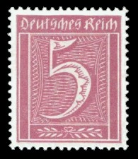 5 Pf Briefmarke: Große Ziffernzeichnung, 5 (Wz Rauten) 5 Pf Briefmarke: Große Ziffernzeichnung, 5 (Wz Rauten)
