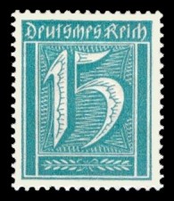 15 Pf Briefmarke: Große Ziffernzeichnung, 15 (Wz Rauten) 15 Pf Briefmarke: Große Ziffernzeichnung, 15 (Wz Rauten)