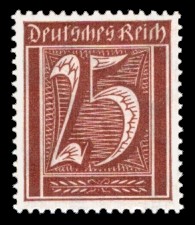25 Pf Briefmarke: Große Ziffernzeichnung, 25 (Wz Rauten) 25 Pf Briefmarke: Große Ziffernzeichnung, 25 (Wz Rauten)
