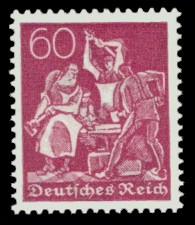 60 Pf Briefmarke: Arbeiter, Schmied (Wz Rauten)