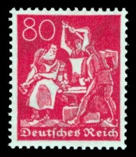 80 Pf Briefmarke: Arbeiter, Schmied (Wz Rauten)