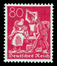 80 Pf Briefmarke: Arbeiter, Schmied (Wz Rauten) 80 Pf Briefmarke: Arbeiter, Schmied (Wz Rauten)