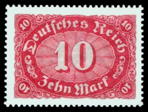 10 M Briefmarke: Ziffer im Queroval, 10M (Wz Rauten)