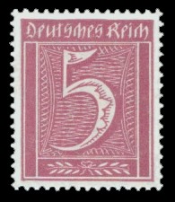 5 Pf Briefmarke: Große Ziffernzeichnung, 5 (Wz Waffeln) 5 Pf Briefmarke: Große Ziffernzeichnung, 5 (Wz Waffeln)