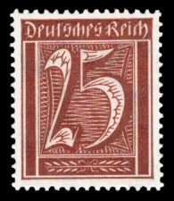 25 Pf Briefmarke: Große Ziffernzeichnung, 25 (Wz Waffeln)