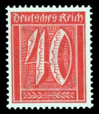 40 Pf Briefmarke: Große Ziffernzeichnung, 40 (Wz Waffeln)
