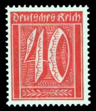 40 Pf Briefmarke: Große Ziffernzeichnung, 40 (Wz Waffeln) 40 Pf Briefmarke: Große Ziffernzeichnung, 40 (Wz Waffeln)
